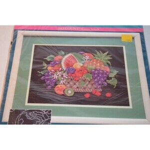 Sunset Cross Stitch Kit Fruit Basket Black Aida Cloth